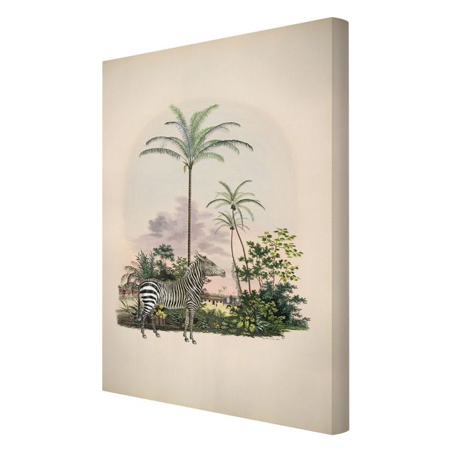 Kunstdrucke auf Leinwand Zebra vor Palmen Illustration