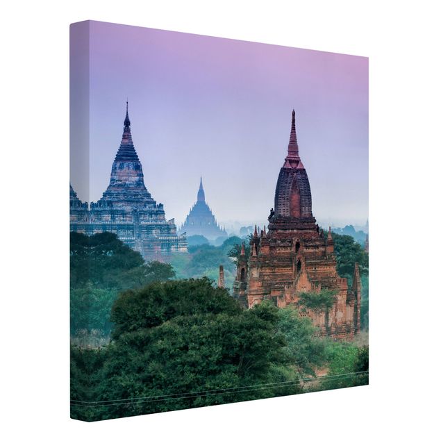 Leinwand Sonnenuntergang Sakralgebäude in Bagan