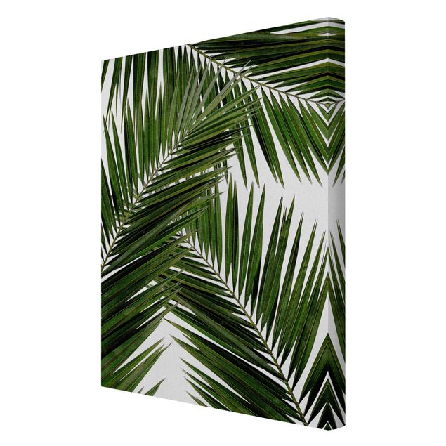 Wandbilder Grün Blick durch grüne Palmenblätter