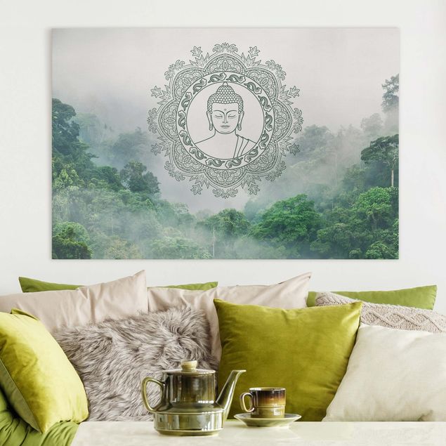 Wandbilder Asien Buddha Mandala im Nebel