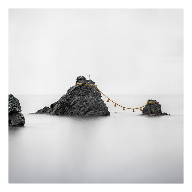 Leinwandbilder schwarz-weiß Meoto Iwa - die verheirateten Felsen