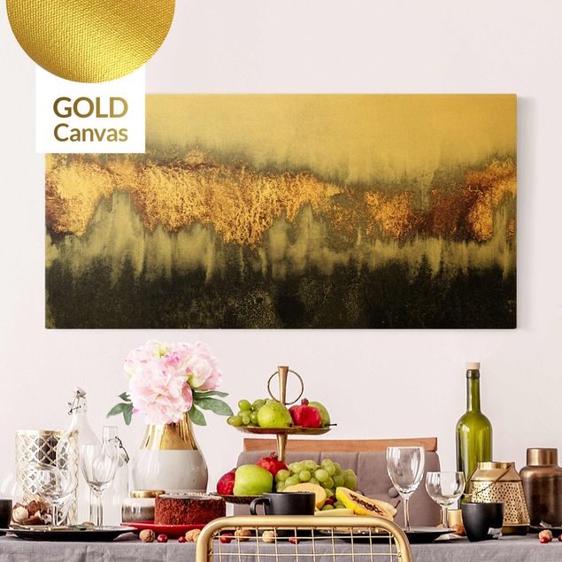 Küche Dekoration Goldspuren in Aquarell