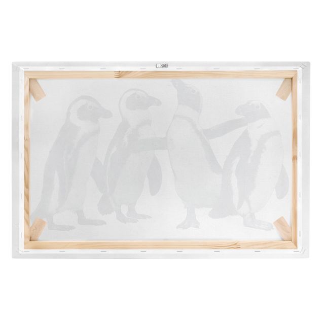 Wandbilder Schwarz-Weiß Illustration Pinguine Schwarz Weiß Aquarell
