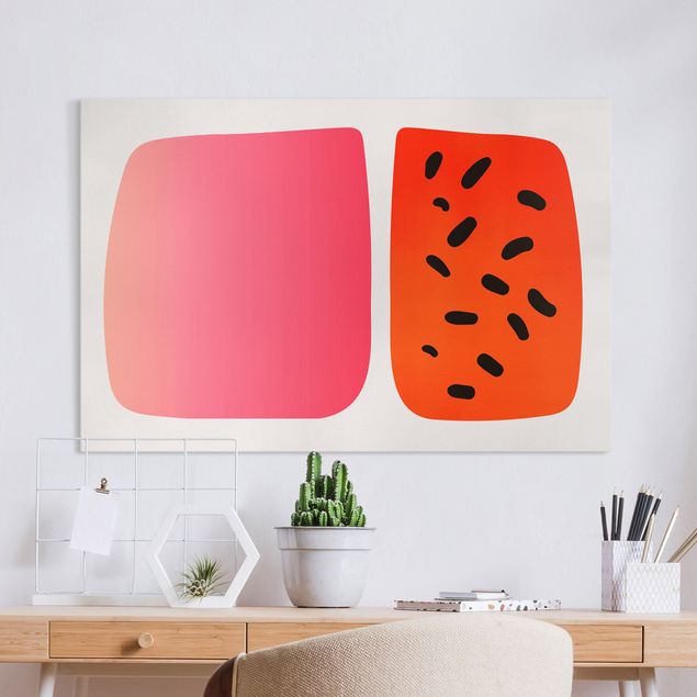 Wanddeko Küche Abstrakte Formen - Melone und Rosa