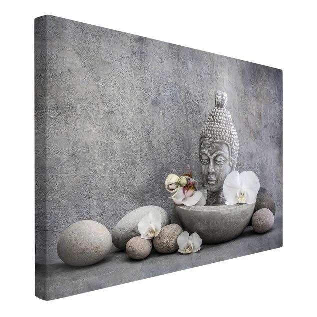 Leinwand Kunst Zen Buddha, Orchideen und Steine