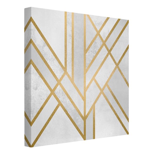 Leinwandbilder Muster Art Deco Geometrie Weiß Gold