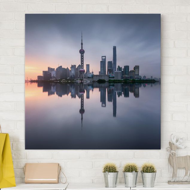 Leinwand Asien Shanghai Skyline Morgenstimmung