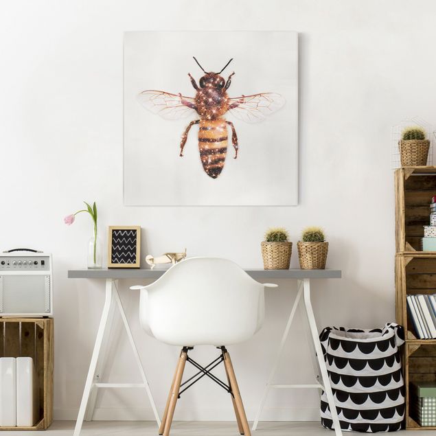 Leinwand Kunst Biene mit Glitzer
