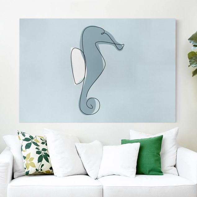 Wandbilder Modern Seepferdchen Line Art