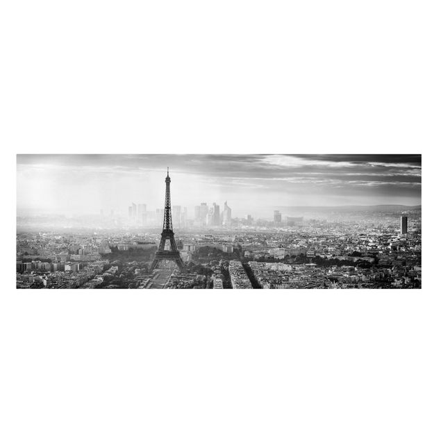 Skyline Leinwandbild Der Eiffelturm von Oben Schwarz-weiß
