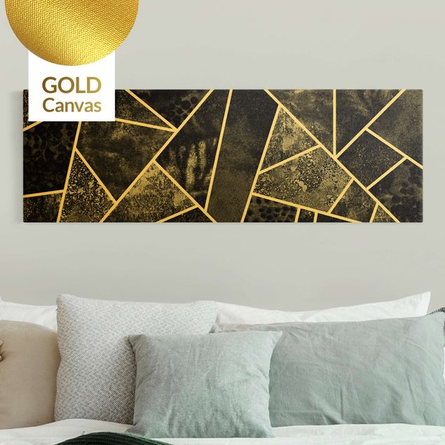 Kunstdrucke auf Leinwand Goldene Geometrie - Graue Dreiecke
