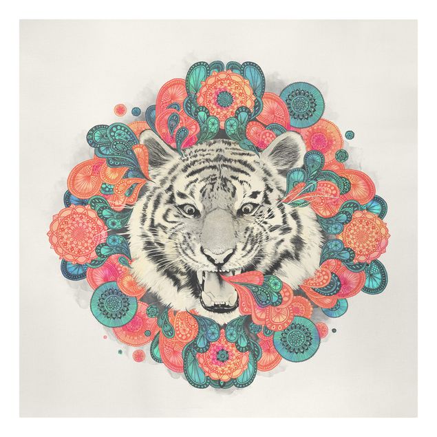 Kunstdrucke auf Leinwand Illustration Tiger Zeichnung Mandala Paisley