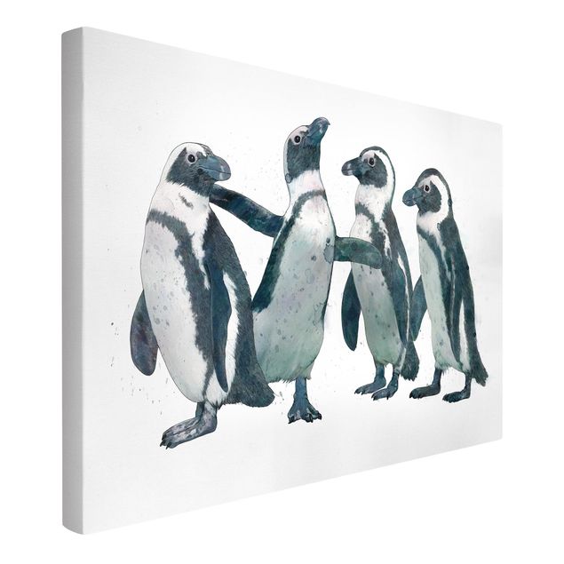 Kunstdruck Leinwand Illustration Pinguine Schwarz Weiß Aquarell