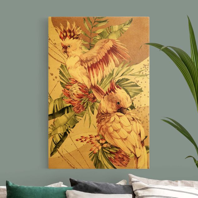 Blumenbilder auf Leinwand Tropische Vögel - Pinke Kakadus