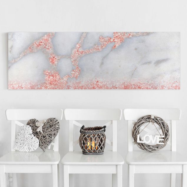 Wanddeko Küche Marmoroptik mit Rosa Konfetti