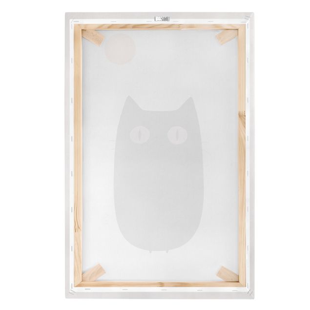 Wandbilder Schwarz-Weiß Schwarze Katze Illustration