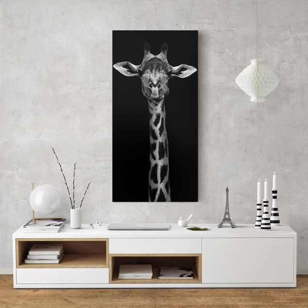 Wandbilder Giraffen Dunkles Giraffen Portrait