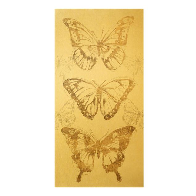 Wandbilder Tiere Schmetterlingskomposition in Gold II