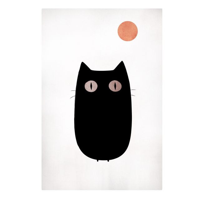 Leinwand schwarz-weiß Schwarze Katze Illustration