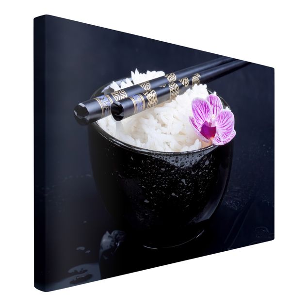 Kunstdrucke auf Leinwand Reisschale mit Orchidee