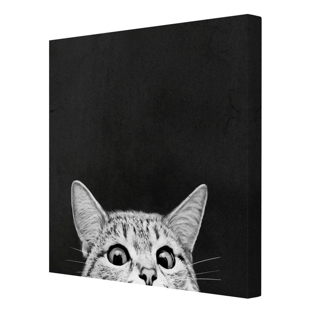 Leinwandbilder schwarz-weiß Illustration Katze Schwarz Weiß Zeichnung