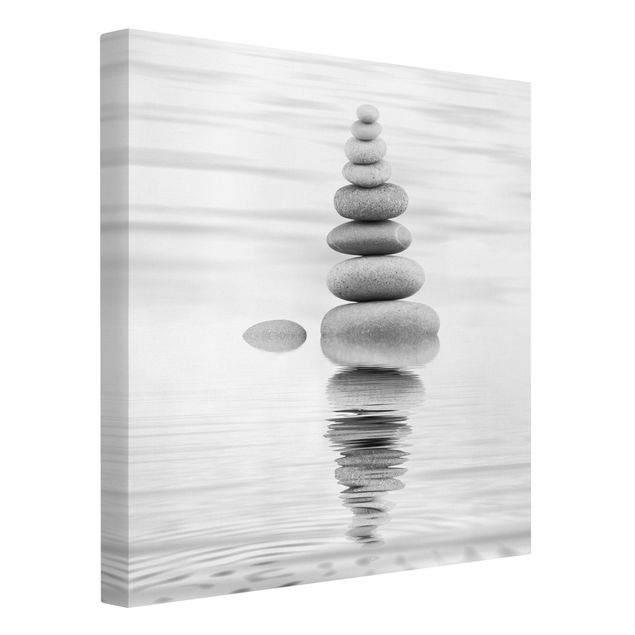 schwarz-weiß Bilder auf Leinwand Steinturm im Wasser Schwarz-Weiß