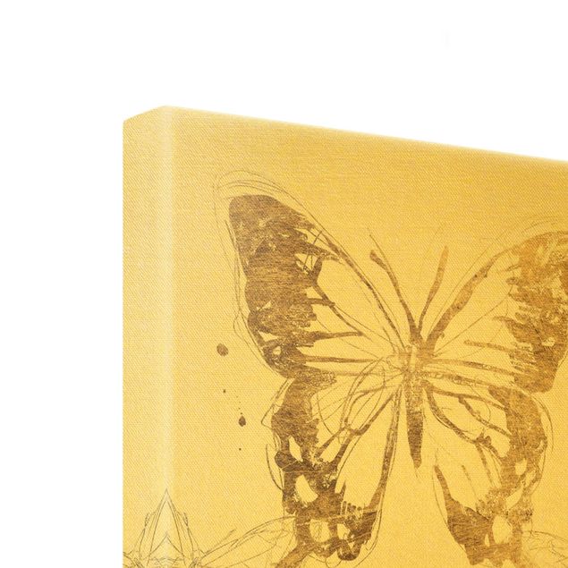 Leinwandbilder Schmetterlingskomposition in Gold I