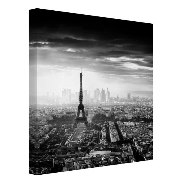 Leinwandbilder schwarz-weiß Der Eiffelturm von Oben Schwarz-weiß