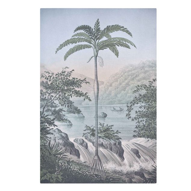 Wandbilder Kunstdrucke Vintage Illustration - Landschaft mit Palme