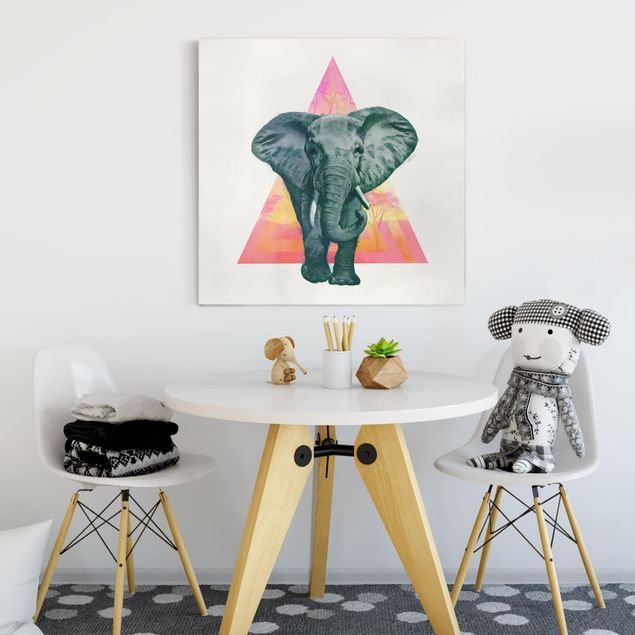 Wanddeko Küche Illustration Elefant vor Dreieck Malerei