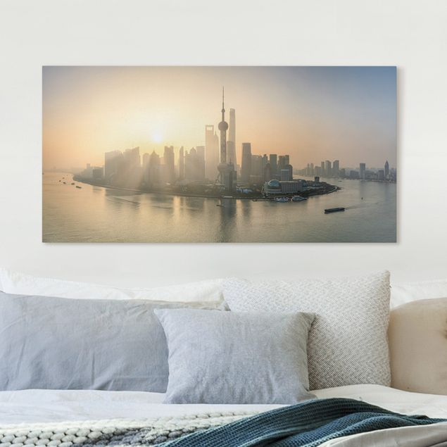 Leinwandbilder Asien Pudong bei Sonnenaufgang