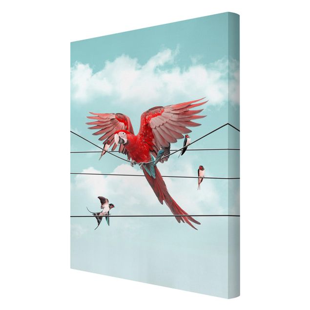 Wandbilder Rot Himmel mit Vögeln