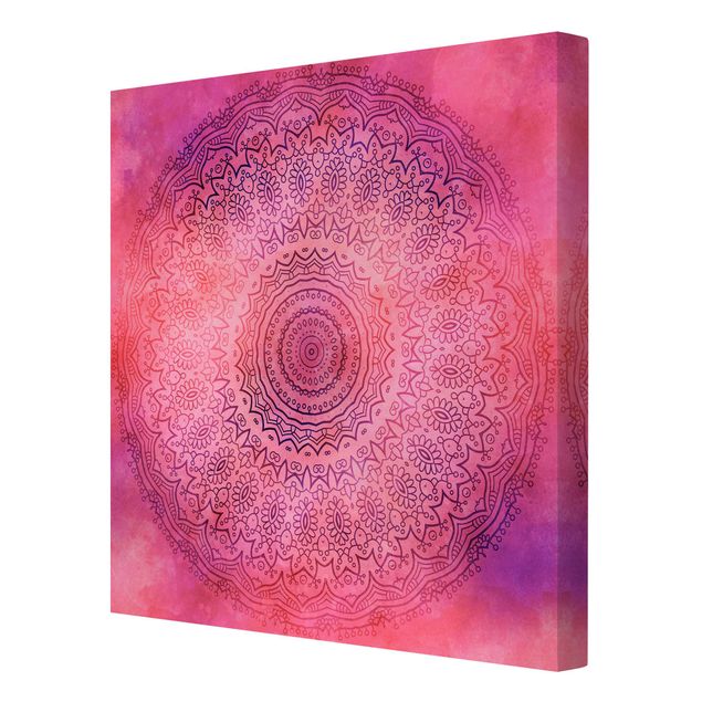 Wandbilder Aquarell Mandala Pink Violett