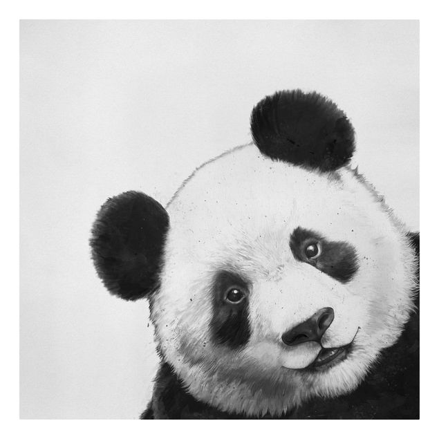 Leinwand schwarz-weiß Illustration Panda Schwarz Weiß Malerei