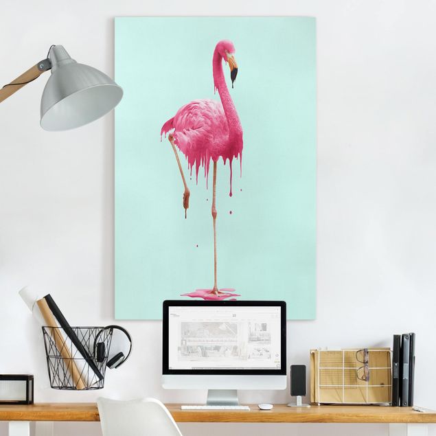 Wanddeko Küche Schmelzender Flamingo
