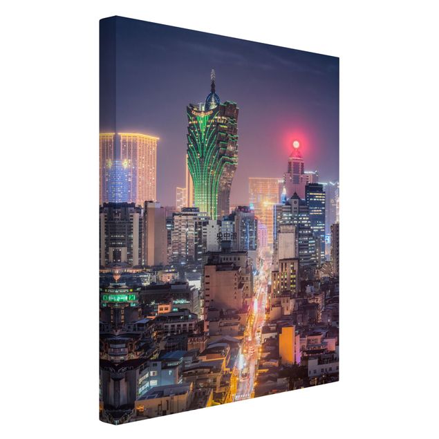 Skyline Leinwandbild Nachtlichter von Macau