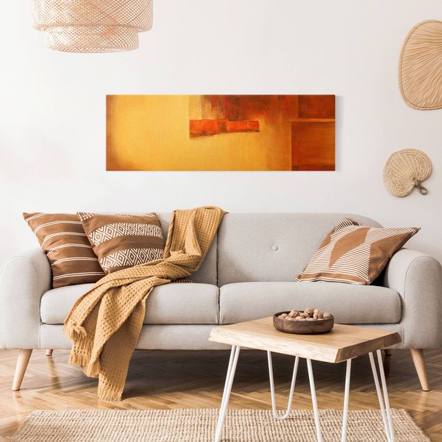 abstrakte Leinwandbilder Balance Orange Braun