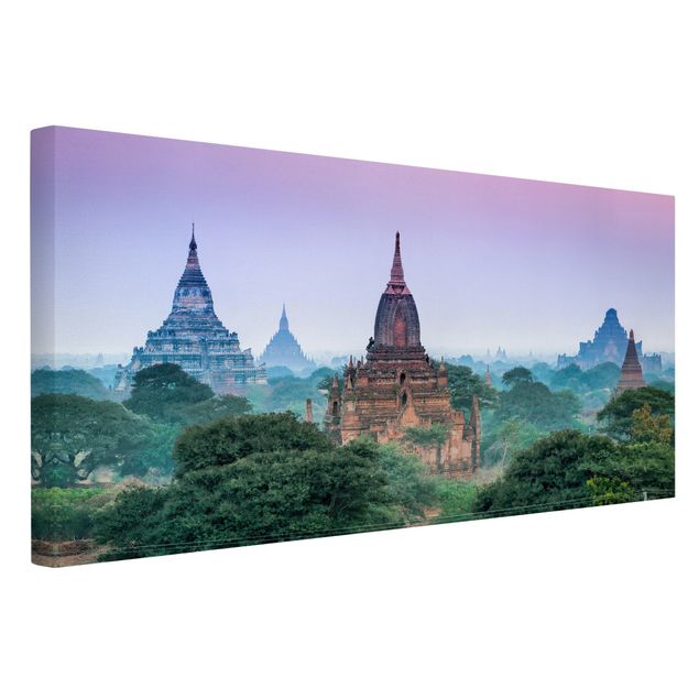 Leinwand Sonnenuntergang Sakralgebäude in Bagan