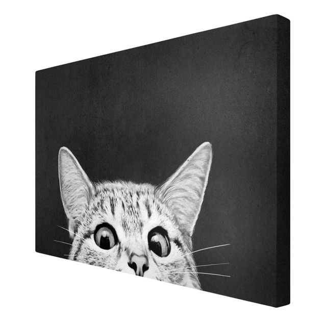schwarz-weiß Bilder auf Leinwand Illustration Katze Schwarz Weiß Zeichnung