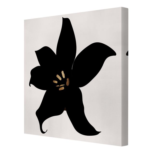 Leinwand schwarz-weiß Grafische Pflanzenwelt - Orchidee Schwarz und Gold
