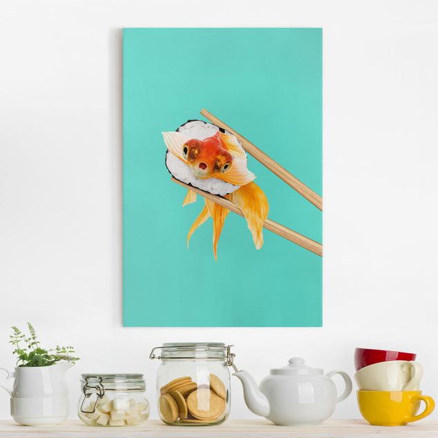 Wanddeko Küche Sushi mit Goldfisch