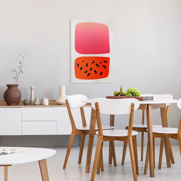 Wandbilder Kunstdrucke Abstrakte Formen - Melone und Rosa