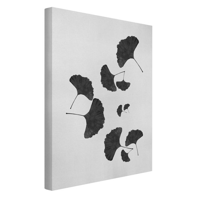 Wandbilder Kunstdrucke Ginkgo Komposition in Schwarz-Weiß
