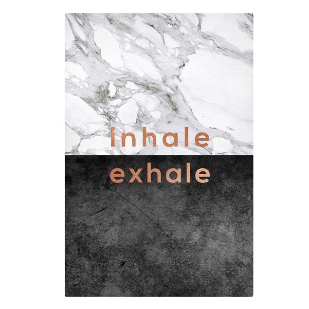 Wandbilder Schwarz-Weiß Inhale Exhale Kupfer und Marmor