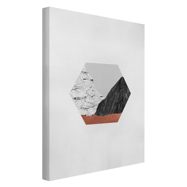 Leinwandbilder schwarz-weiß Kupferberge Geometrie im Hexagon