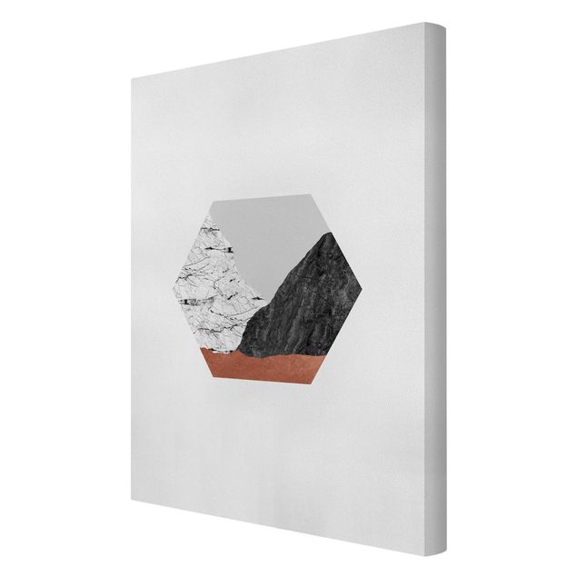 Wandbilder Schwarz-Weiß Kupferberge Geometrie im Hexagon