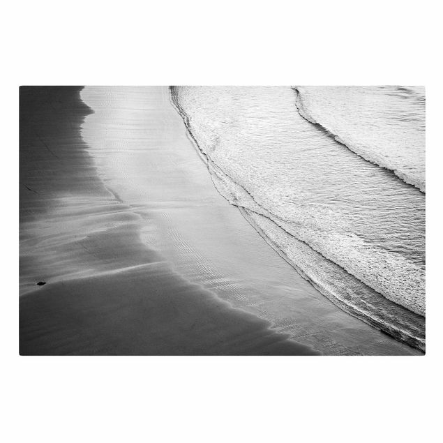 Leinwandbilder schwarz-weiß Leichter Wellengang am Strand Schwarz Weiß