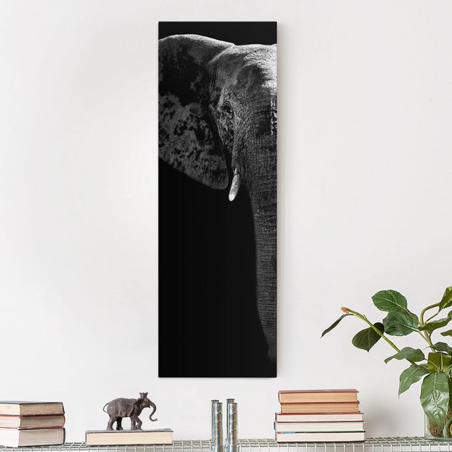 Leinwand Elefant Afrikanischer Elefant schwarz-weiß