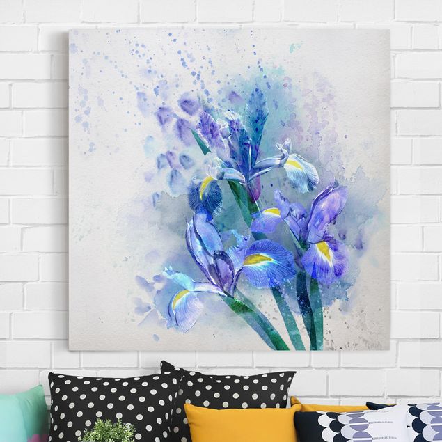 Wanddeko Küche Aquarell Blumen Iris