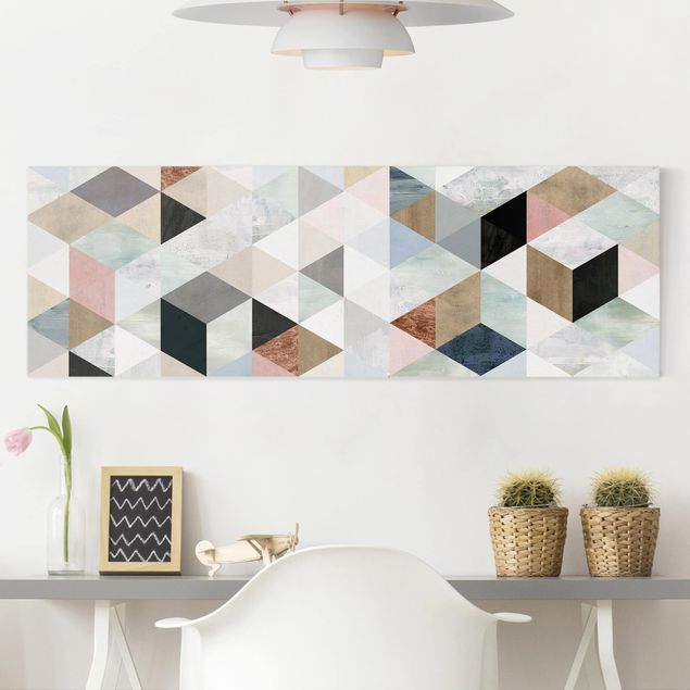 Küchen Deko Aquarell-Mosaik mit Dreiecken I